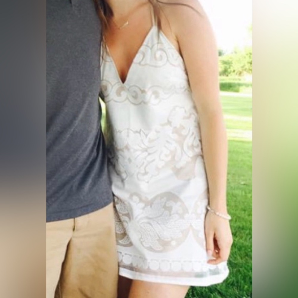 Tobi Cream Lacy Patterned Strapy Dress
